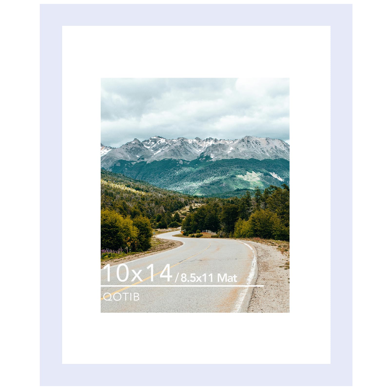 QOTIB 10x14 Picture Frame White for 30 x 40cm Diamond Art Painting, Wood 10x14 Frame with 8.5x11 Mat for Wall Mounting, 30x40 cm Frame with