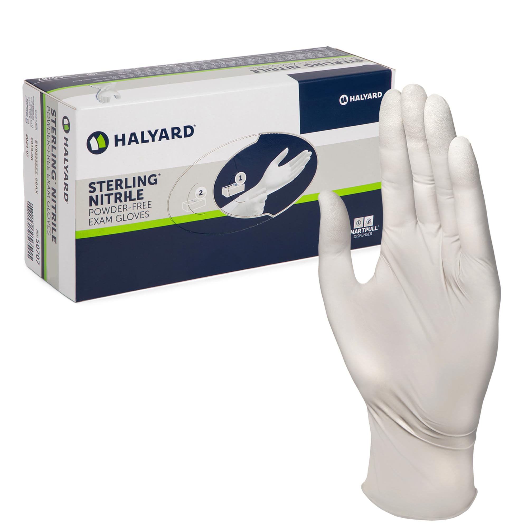 HALYARD STERLING Nitrile Exam Glove, Powder-Free, Disposable, Length 9.5", 4.7 Mil, Medium (Box of 100)