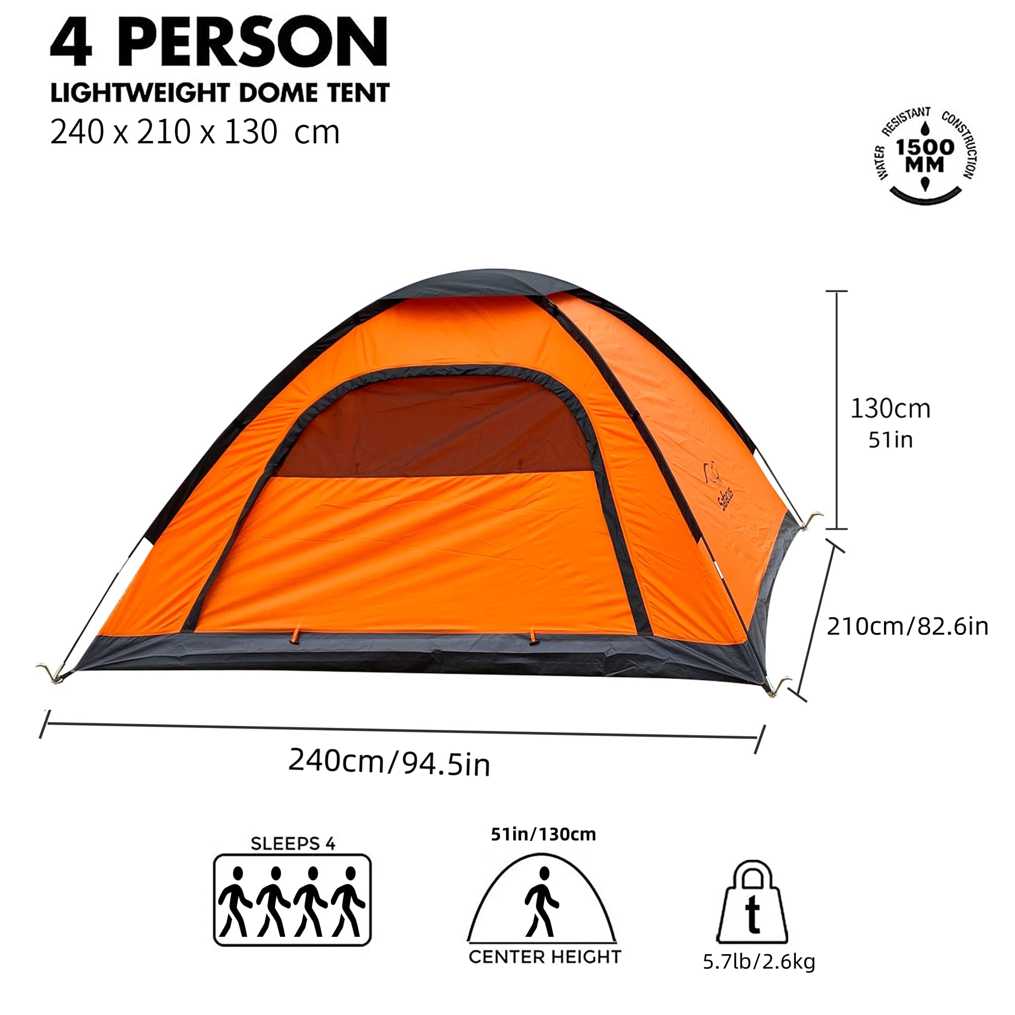 Tienda de campaña para 3-4 personas, ligera, estable, impermeable, 4 personas, tienda de campaña familiar para camping, viajes, trekking, jardín, festival