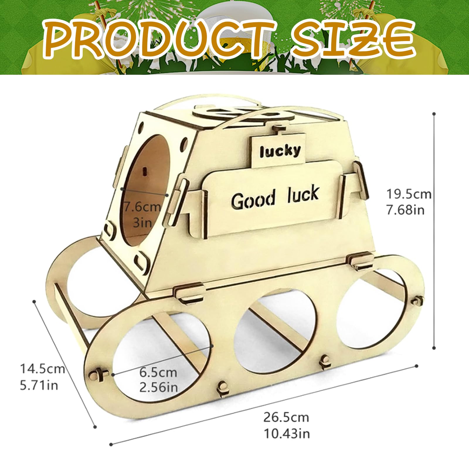 Divertido portacerveza de madera en diseño de tanque, regalos originales para hombres, 30, 40, 50 para amantes de la cerveza, ideal para Oktoberfest único portacerveza de regalo