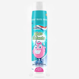 Aquafresh Kids Toothpaste with Fluoride, Plaque Remover, Fresh Breath and Cavity Protection, Bubble Mint Flavour, 90 mL
