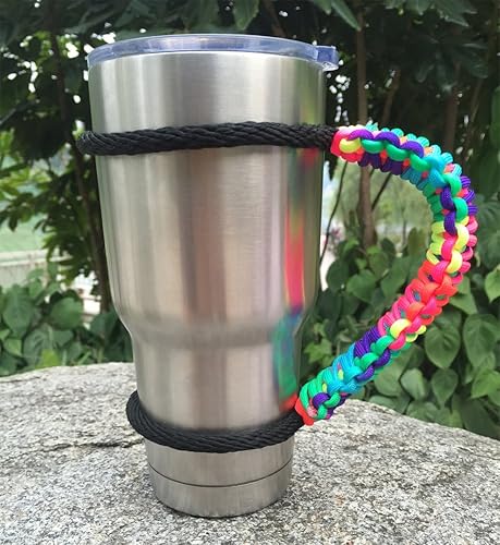 Miniatura 3 de MOCE Mango de Paracord hecho a mano para vaso YetiRticOzark Trail Rambler de 30 onzas. Colorido