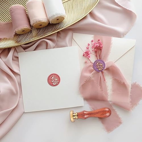 Miniatura 4 de CRASPIRE Sello de cera con diseño de amapola, diseño vintage, diseño de flor de 0.98 pulgadas, cabeza de latón extraíble con mango de madera para