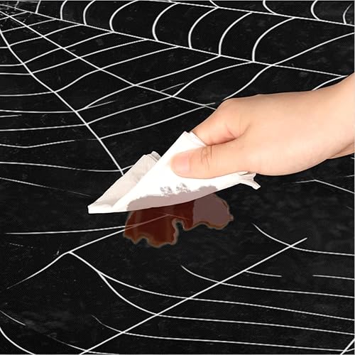 Miniatura 4 de YoCosy Mantel rectangular negro gótico de tela de animales de Halloween, para mesas de 6 pies, poliéster, impermeable, rectangular, para fiestas,