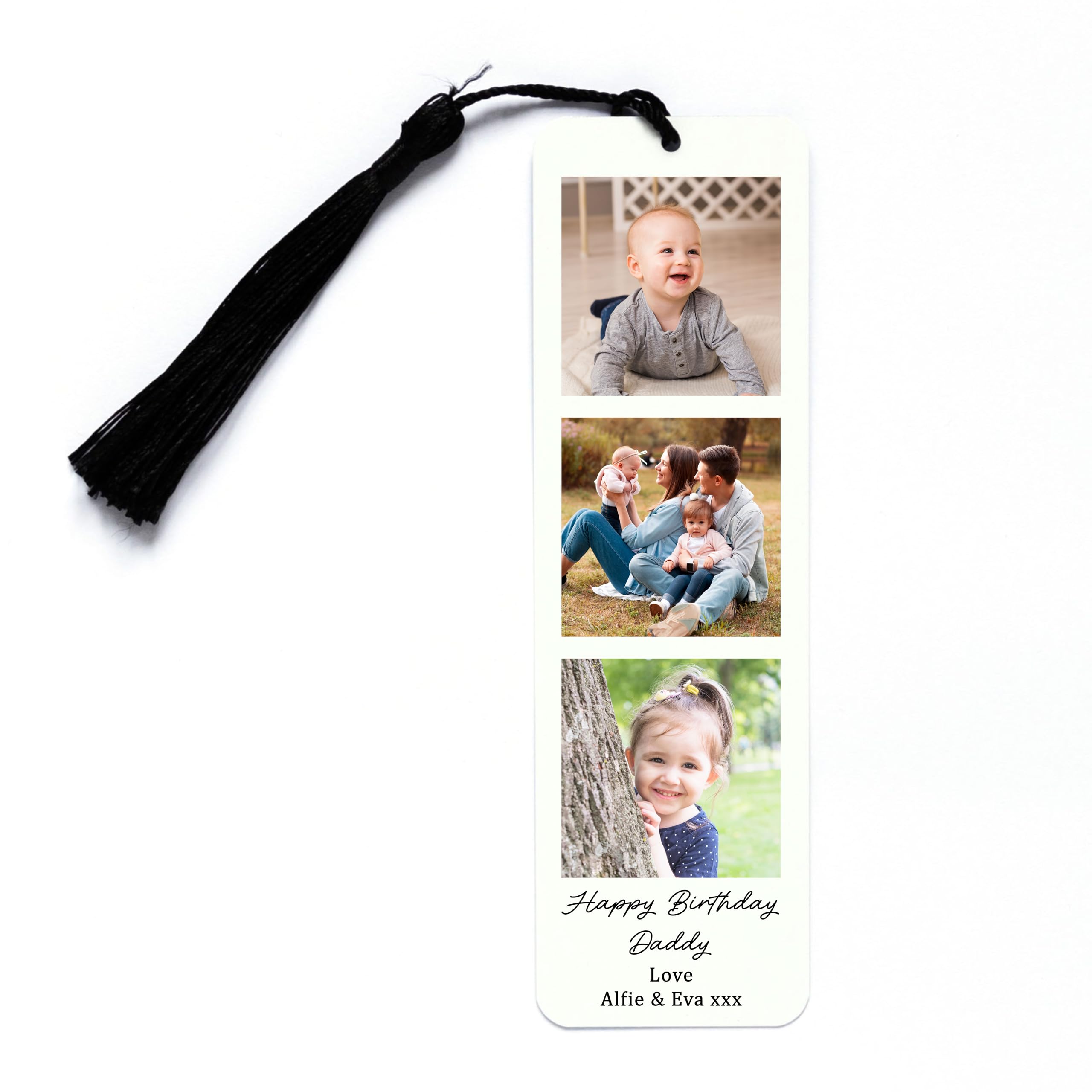 Personalised Metal Bookmark Gift | Photos & Message Page Marker for Him | Custom Printed with 3 Photos & Text
