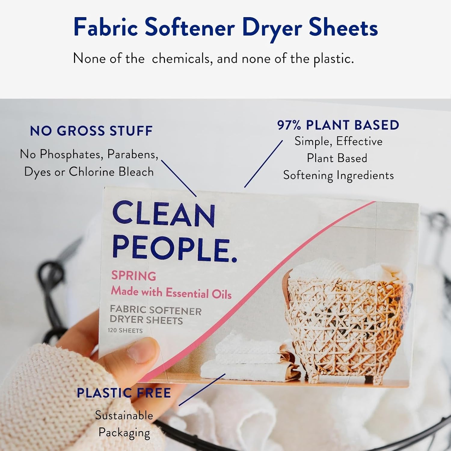 The Clean People Fabric Softener Sheets - Dryer Sheets - Softens & Removes Static Cling - Vegan Laundry Softener, Essential Oils - Spring 360 Pack