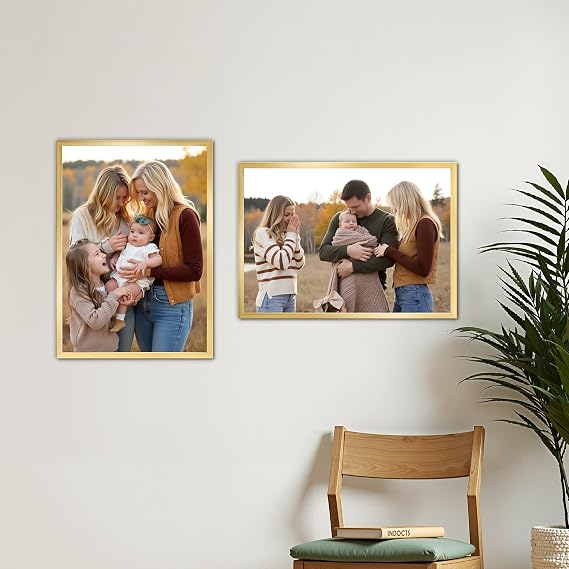 A3 Picture Frame Gold, Large Poster Frame for Horizontal or Vertical Wall Display in Living Room, Office, Gallery