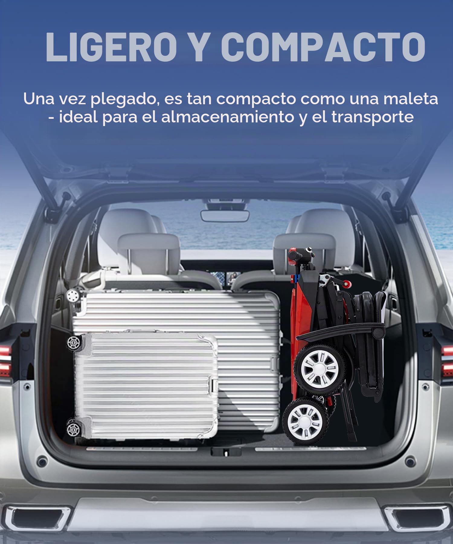 Z01 Scooters para discapacitados plegable para mayores | Autonomía 20km | Sin montaje, listo para usar al sacarlo de la caja | Neumáticos antipinchazos | Diseño antivuelco | Carga máxima 150kg - Rojo