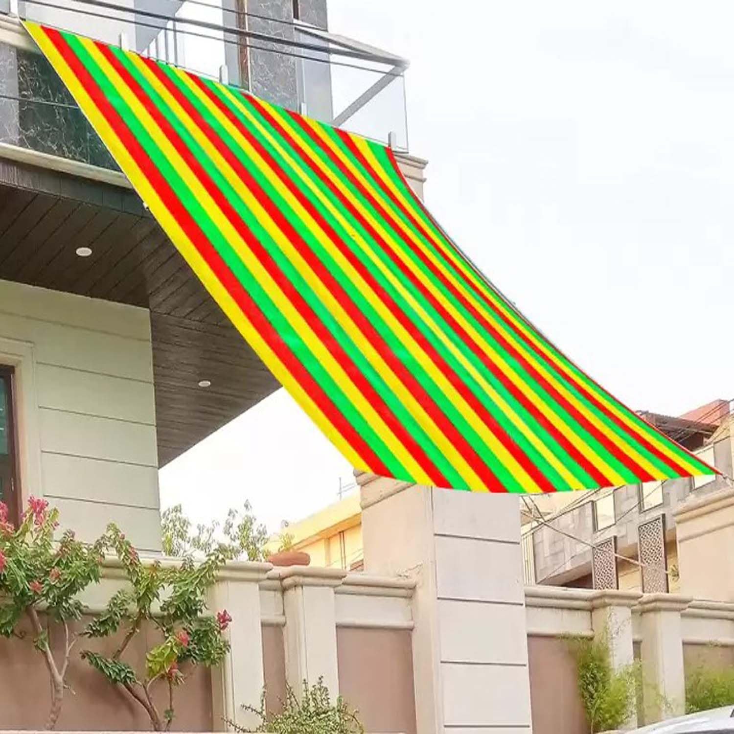 SAI Balaji 90% UV Protection Garden_Balcony_Terrace Shade Net_3 M X 5 Meters_10 X 16 Feet_Multicolor Color with 1 Blade_30 Tags_30 Clamps..-image-35