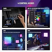 Vista 5 de NEEWER 2 Pack PL60C RGB LED Panel Luz de Vídeo Kit con Soportes de Trípode Amortiguados de Resorte de 2m/6.6ft/Bolsa, Control APP/2.4G/DMX, Luz