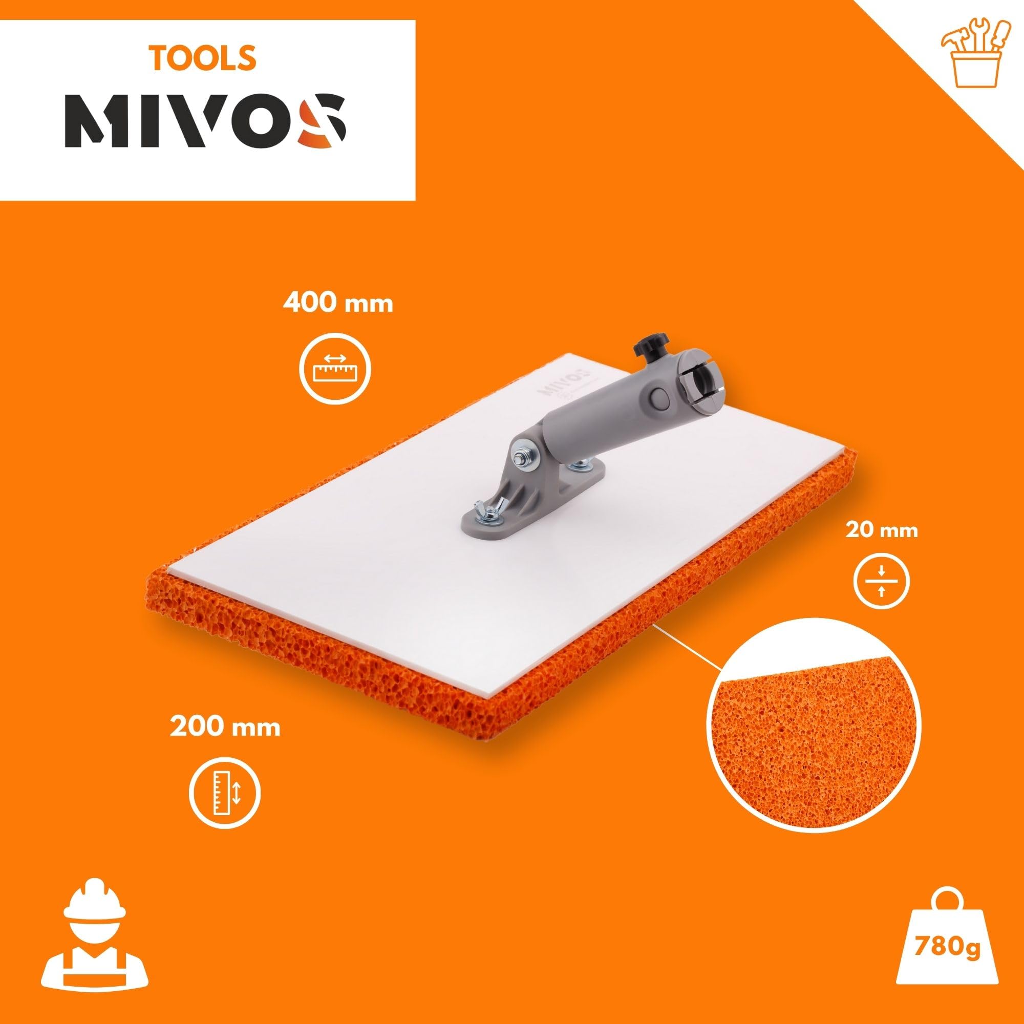 MIVOS Smoothing Trowel with Sponge Rubber Coating for Plaster, Rubbing Board - Image 3