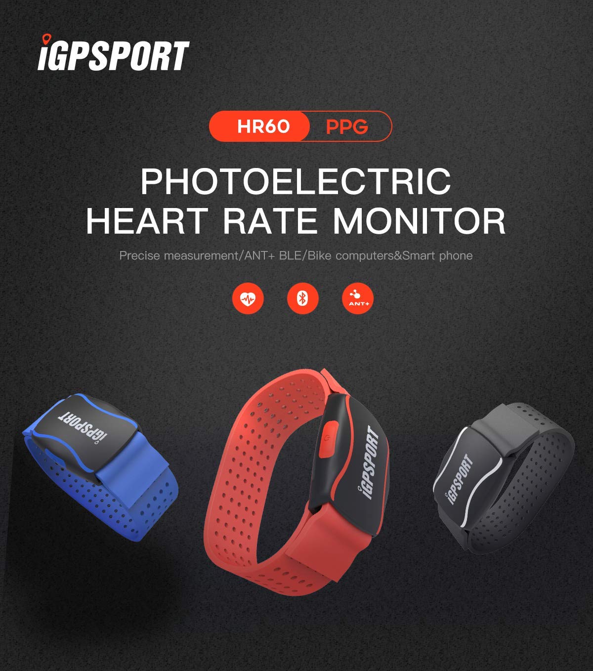 IGPSPORT HR40 Pulsuhr Wasserdicht IPX7 Bluetooth & Ant + und Brustgurt für Laufen, Radfahren, Fitness, kompatibel mit Garmin Polar Wahoo