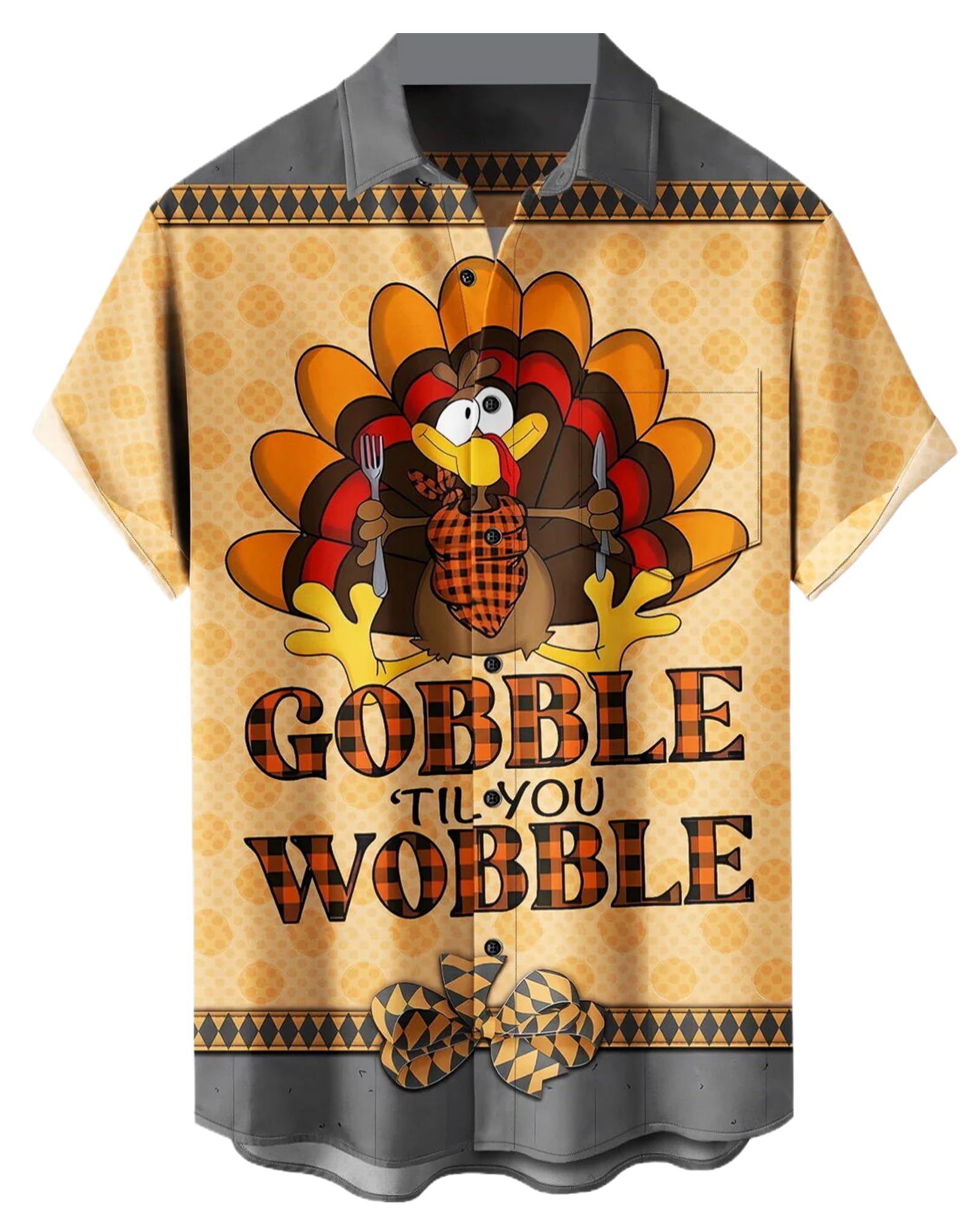 YBHUO Mens Thanksgiving Shirt Turkey Print