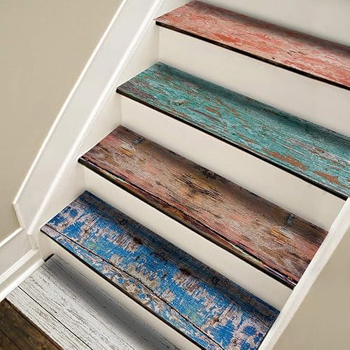 Miniatura 2 de funlife 14 calcomanías autoadhesivas para escaleras, despegar y pegar, elevadores de escaleras, murales para escaleras, calcomanías decorativas para