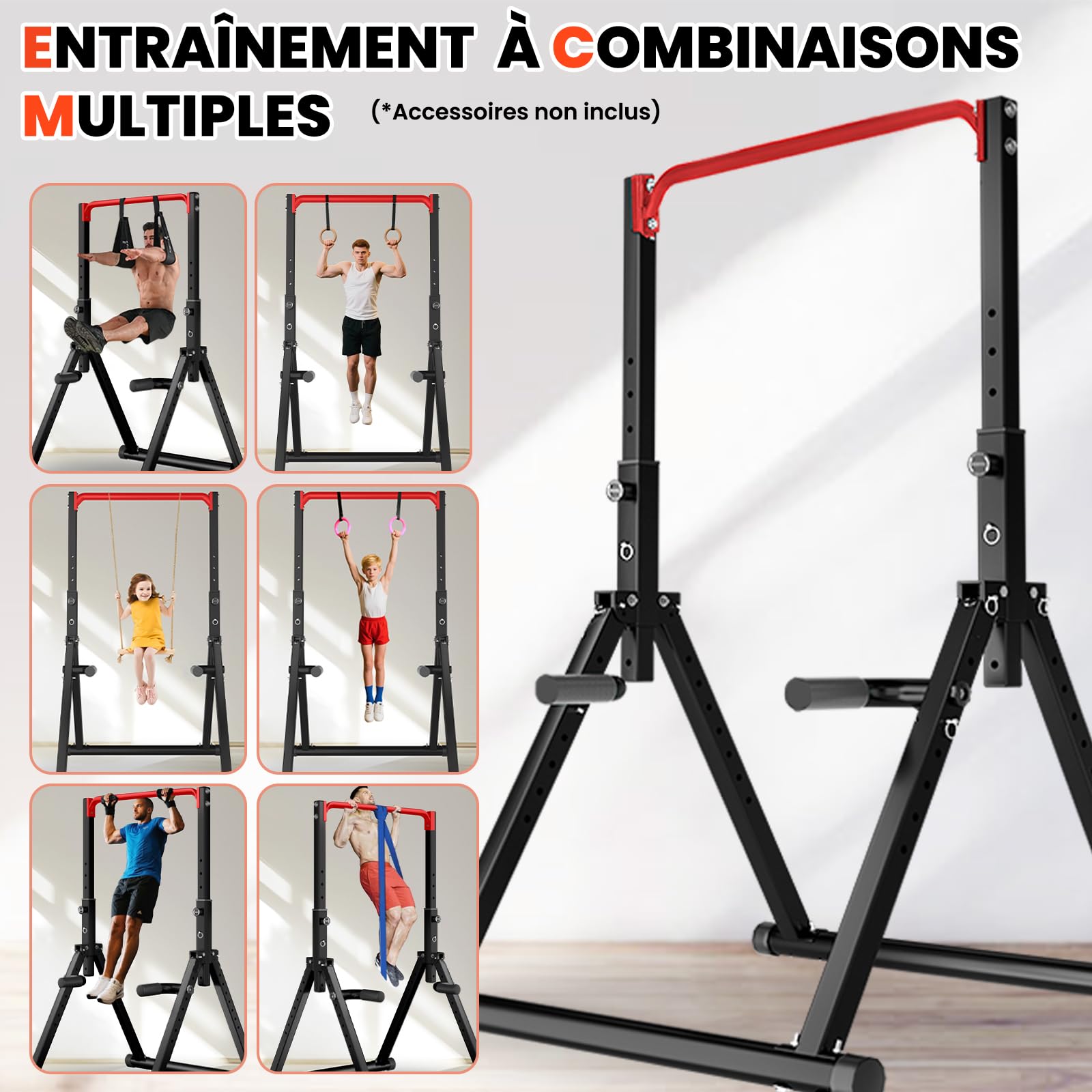 DOBESTS Chaise Romaine Power Tower Barre de Tractions Pliable Musculation Pour l'entraînement à la Maison, Chaise Romaine Musculation, Structure triangulaire, Se Plie Facilement，300KG