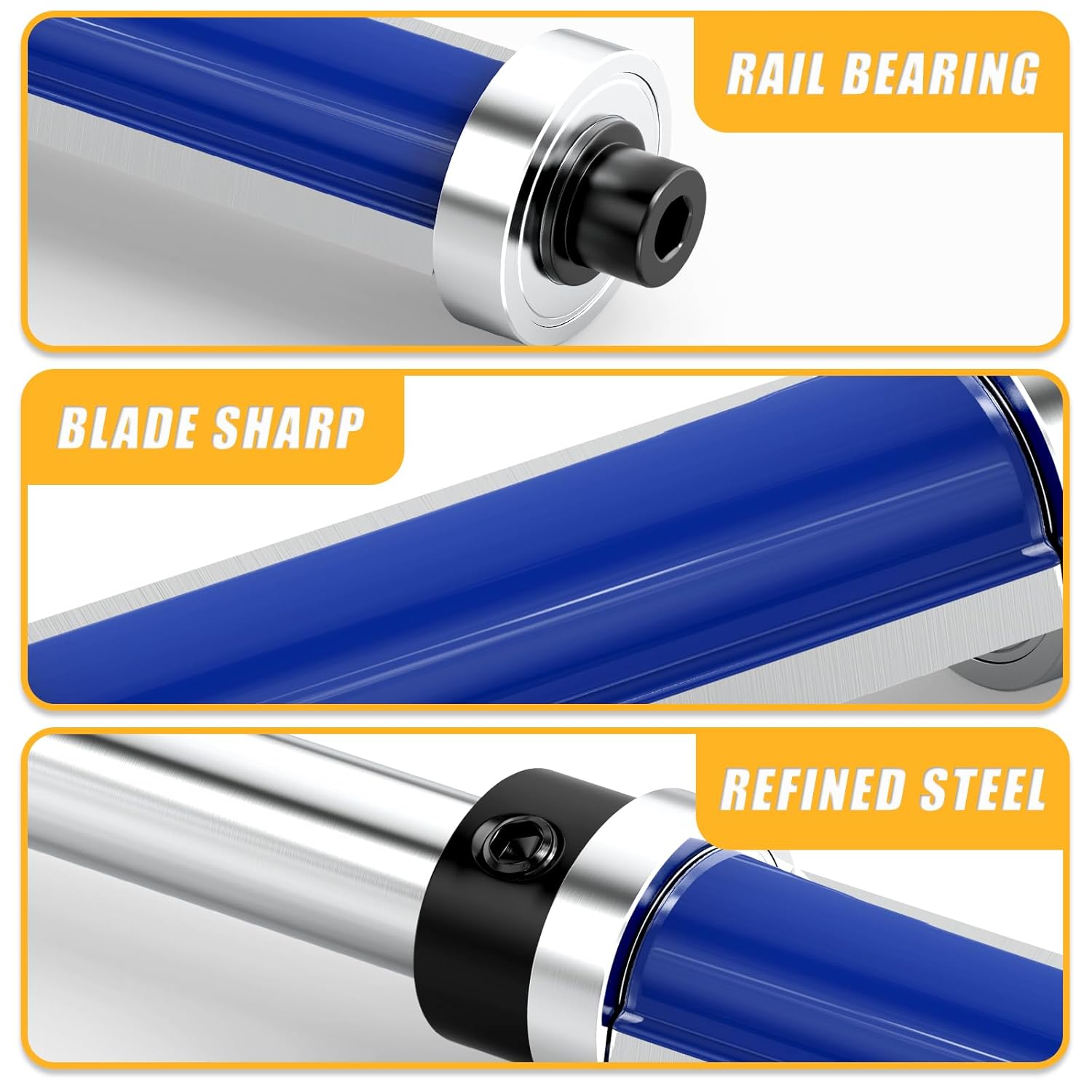 4Pcs Flush Trim Top and Bottom Bearing Router Bit 1/4-Inch Shank Professional Grade for Woodworking, Cutting Diameter: 1/2Inch, Cutting Length: 3/4 Inch, 1 Inch, 1-1/4 Inch, 1-1/2 Inch