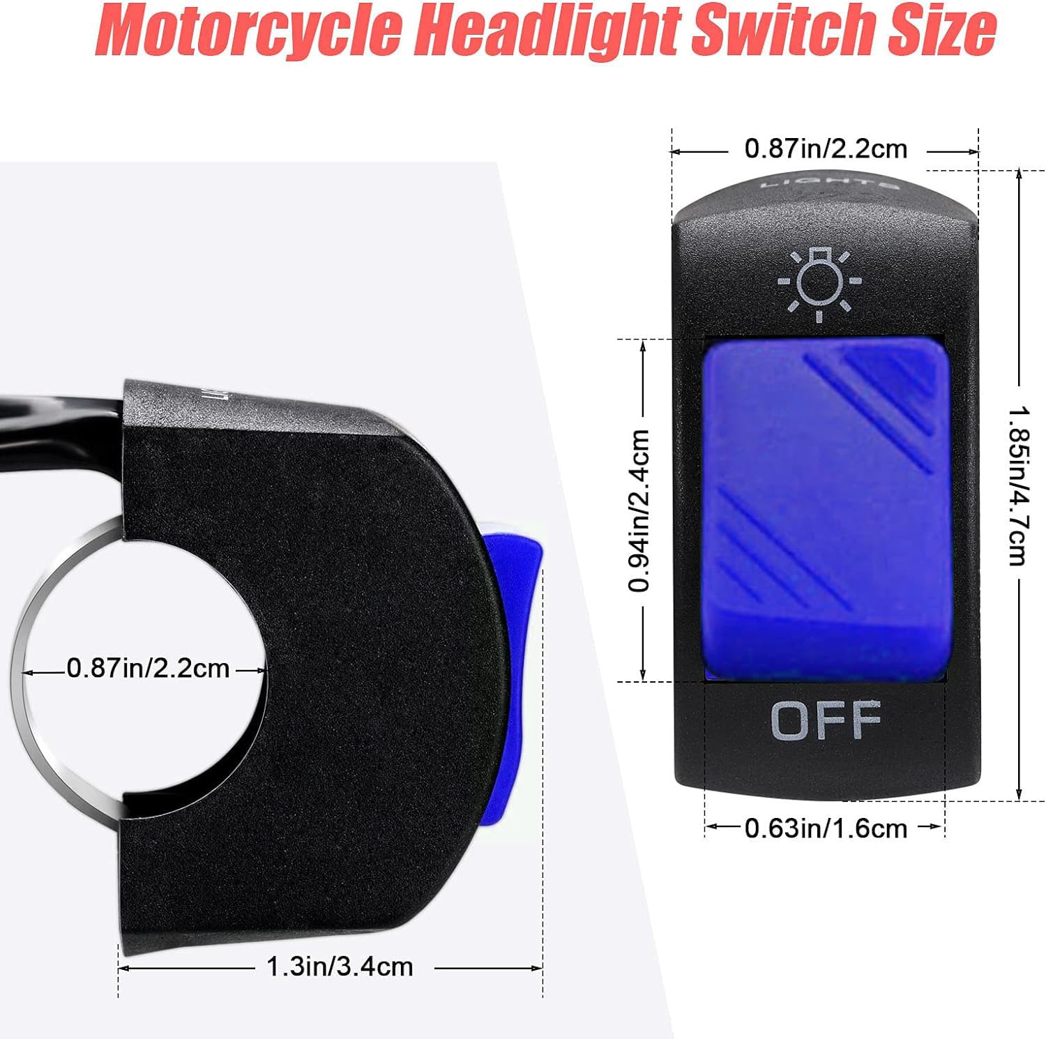Gebildet Interruttore Manubrio Moto 2 Pezzi a Levetta con Pulsante On Off per U5 U7 U2 Scooter 7/8 Pollici 22mm Blu
