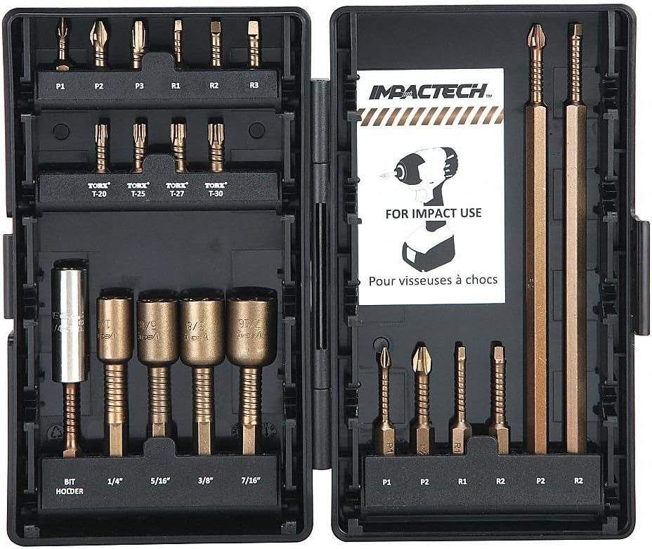 21-Piece Screwdriver Bit Set, 1/4" Hex Shank Size