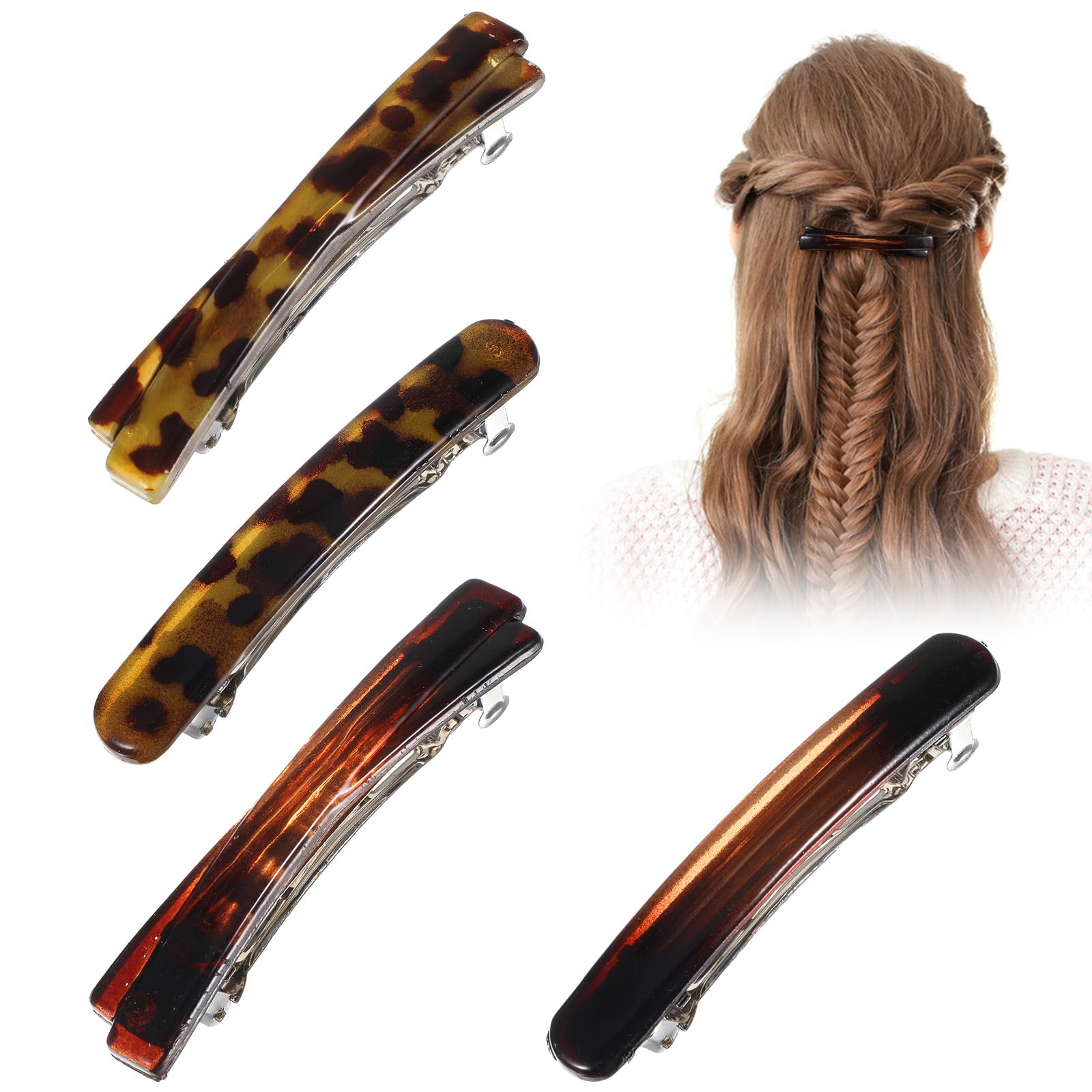 TORTOISE matching MAMA + MINI me HAIR CLIP SET Barrette NEW 2 Pcs Hair Barrettes Tortoise Shell Hair Barrettes French  main image 3