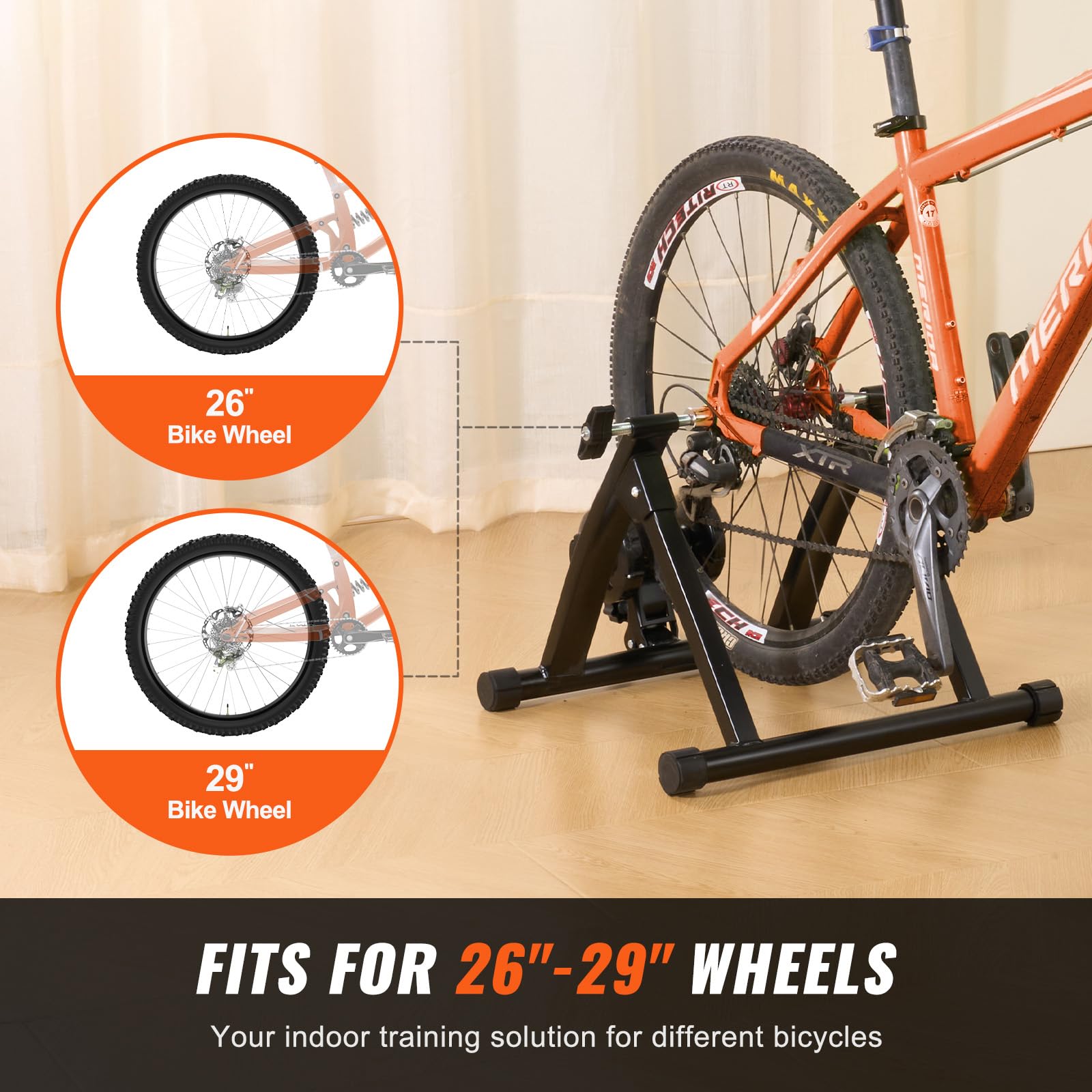 VEVOR Support d'Entraînement pour Vélo, Entraîneur de Vélo Magnétique Stationnaire pour Roues de 66-74 cm, 6 réglages de résistance, Moteur à Volant d'Inertie à Réduction de Bruit, Exercices Intérieur