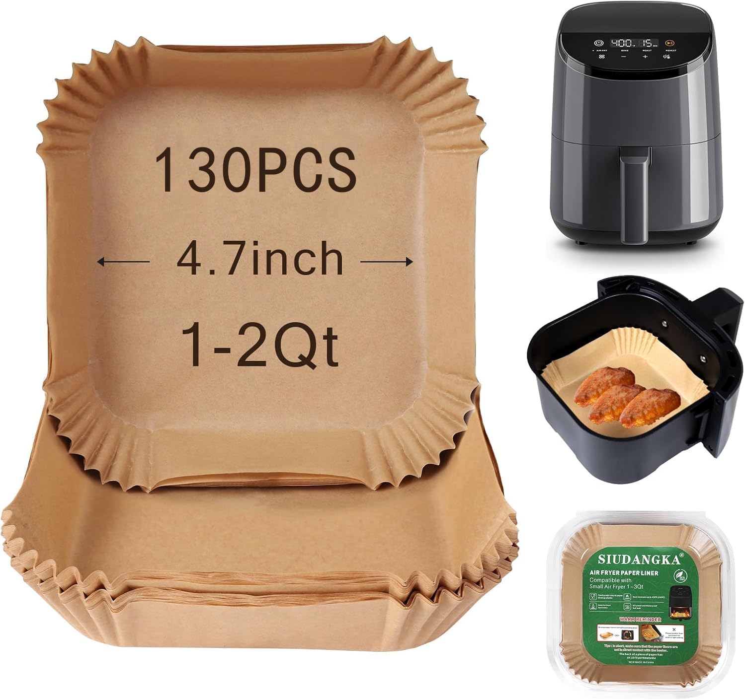 Small Air Fryer Liners Disposable 2 Qt for COSORI 2.1 Qt Air Fryer, 100PCS 4.7 Inch Mini Air Fryer Liners Parchment Paper Baking Sheet for COSORI 2.1 Qt Accessories