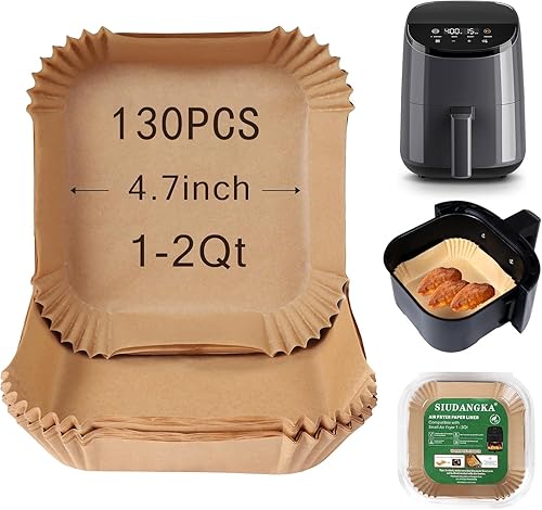 Miniatura 8 de Paquete de 150 mini forros cuadrados para freidora de aire de 2 cuartos