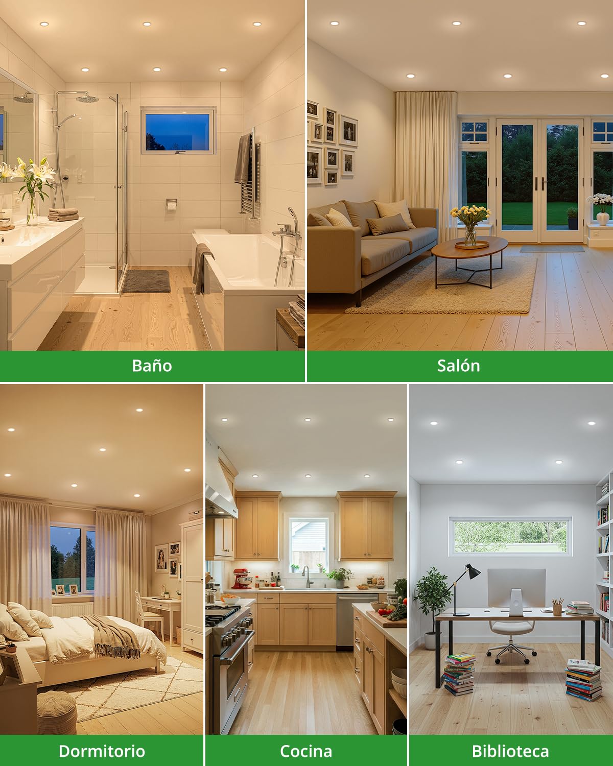 HOMEOW Pack de 20 Focos LED Interior Techo 5W, Downlight LED Empotrable Luz Calida 2700K Neutra 4000K Frío 6000K, IP44 Ojos de Buey Para Techo Baño Cocina, Apertura 68-78mm