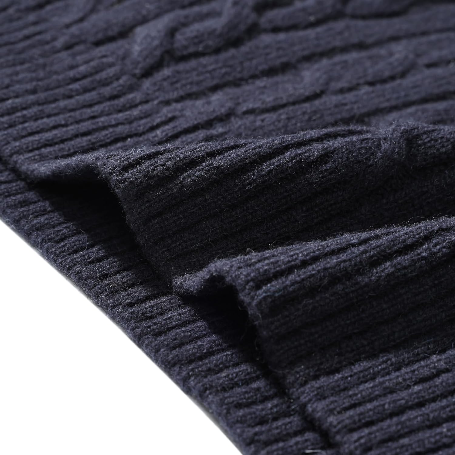 CHICHICFAD Men's 100% Wool Cable Knitted Quarter Zip Pullover Sweater Tops - Image 6