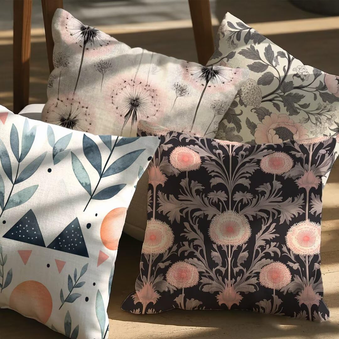 Fundas Cojines 40x40 cm Exterior Cojines Rosa Fundas de Almohada Juego de 4, Cuadrados Funda Cojin Planta Almohadas con Cremallera, Sofa Cama Decorativos para Hogar, Jardín, Salón y Dormitorio Ym161