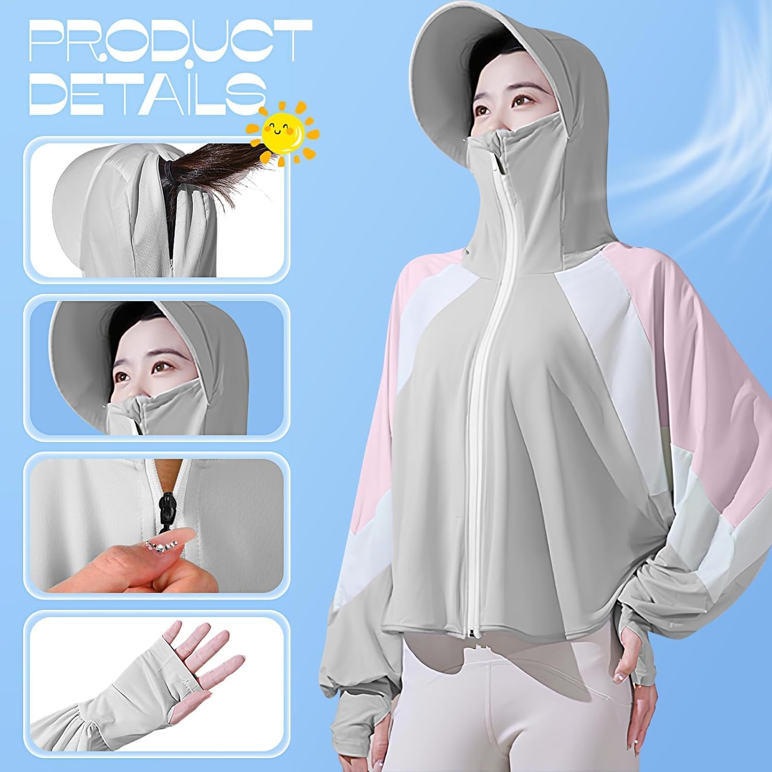 PALAY Sunscreen Jacket for Women UPF 50 Quick Dry Grey 2