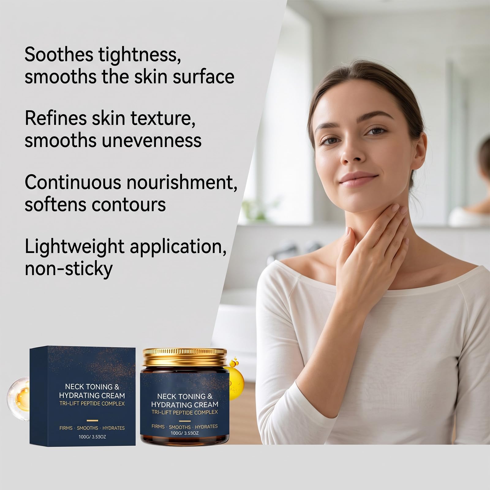 Crema antiedad para el cuello para pieles maduras: hidratante reafirmante con péptidos, tonifica y reafirma el cuello, reduce visiblemente las arrugas profundas y la textura flácida. (6pcs)