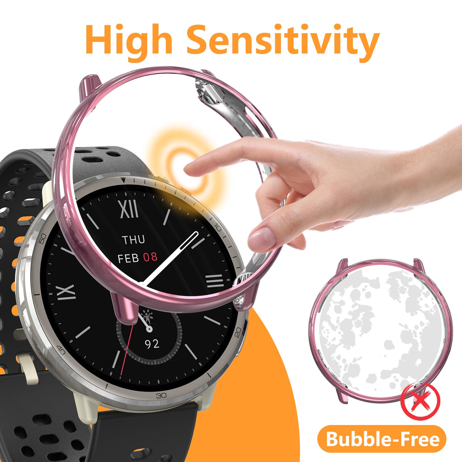 Hianjoo 5 Custodie Protettive TPU Per Amazfit Active 2 44mm – Antiurto, Trasparente, Leggera E Facile Da Montare