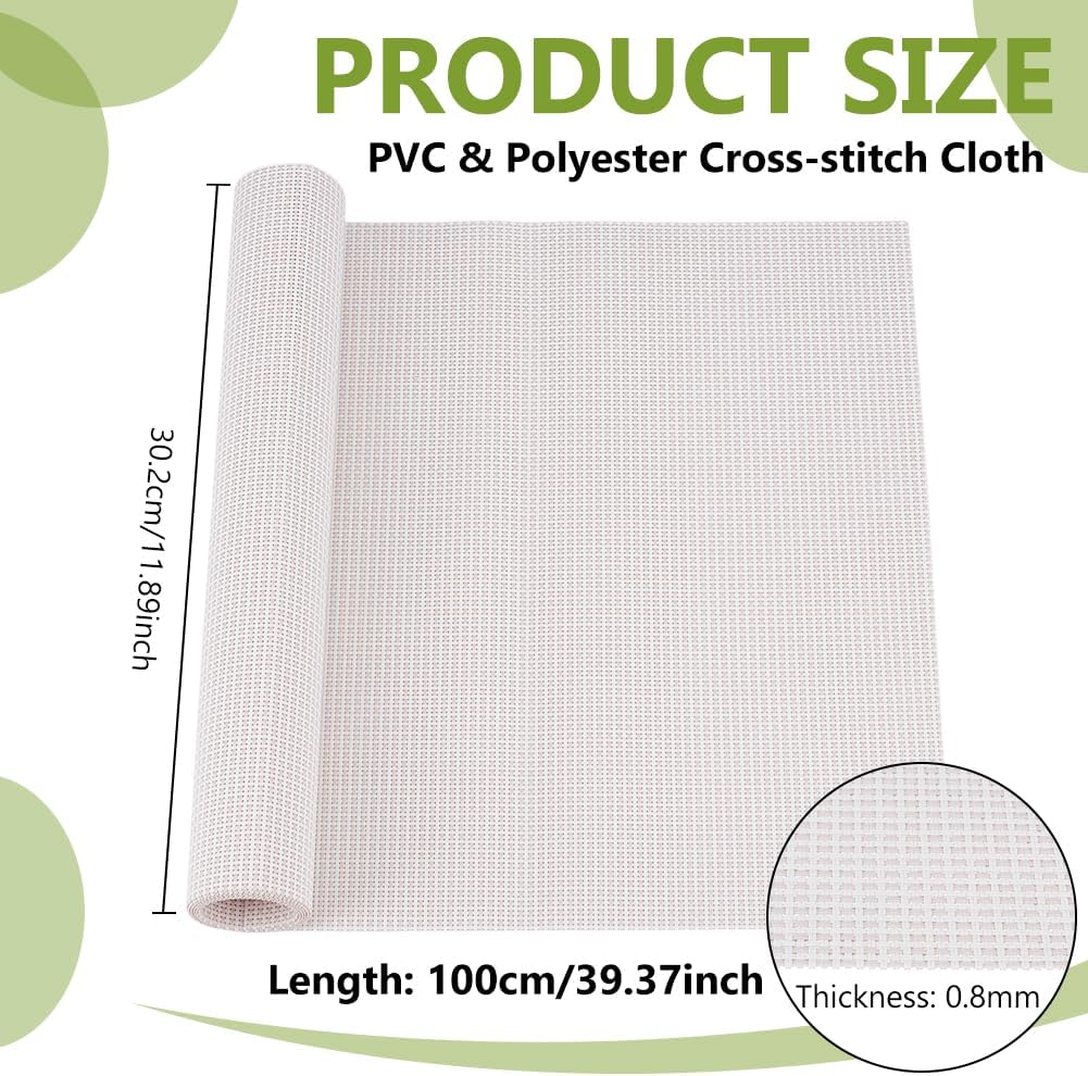BENECREAT 14CT Plastic Cross Stitch Fabric, 39.4 * 11.9inch Snow-White Aida Cloth, Craft Embroidery Cloth for Home DIY Embroidery Decoration