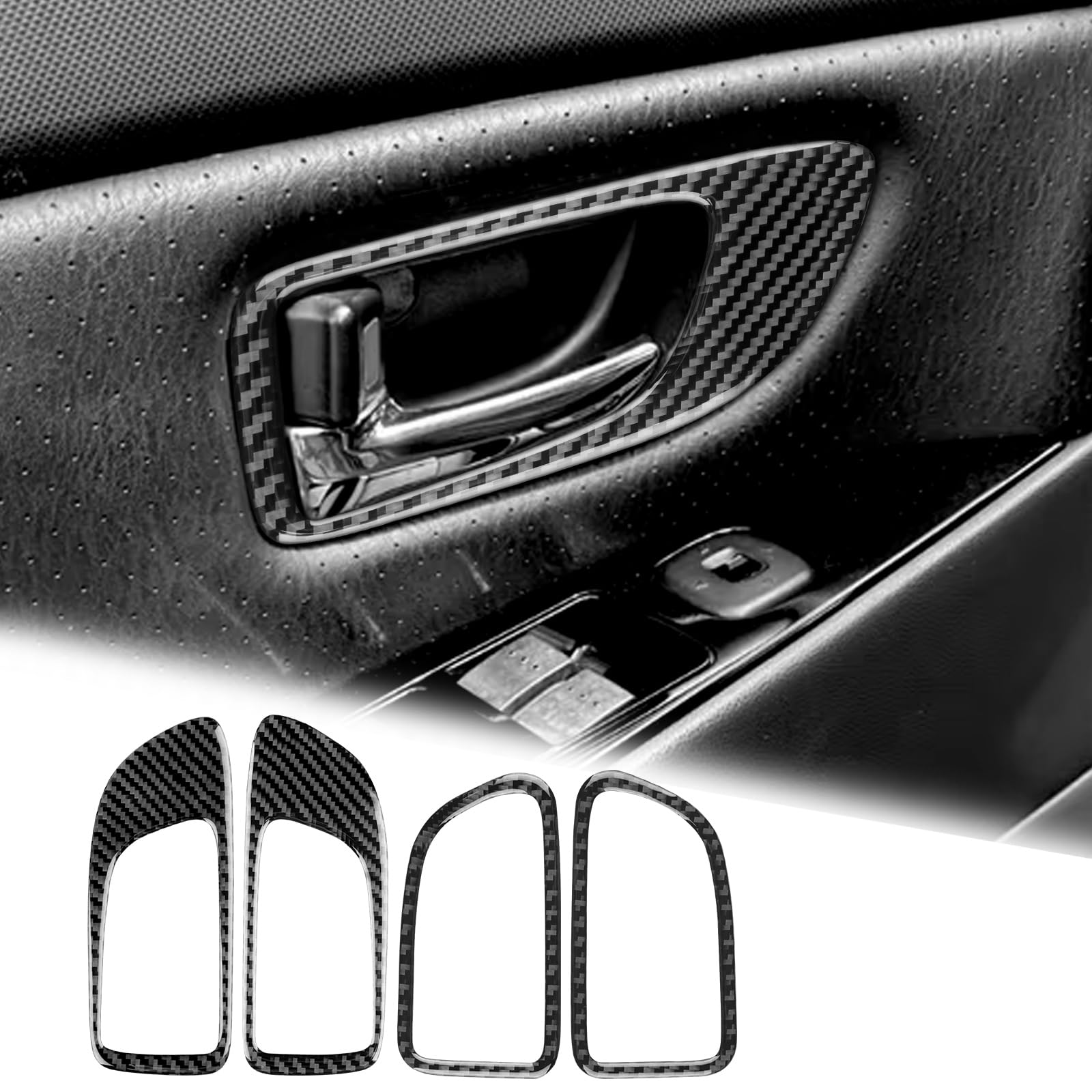 KUNGKIC Rivestimento interno per maniglia della portiera in fibra di | Maniglia interna per portiera, accessori interni auto, 4 pezzi