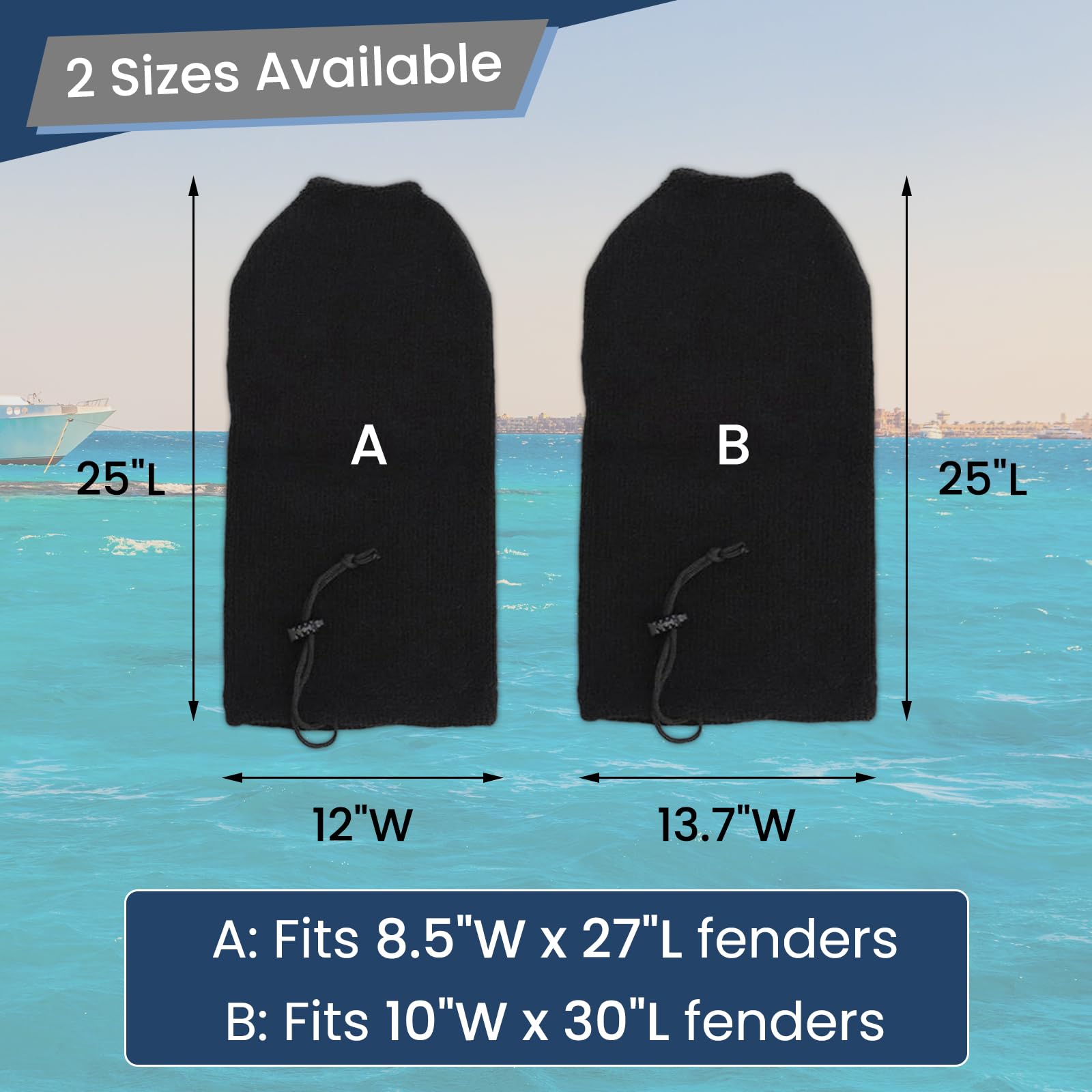Boat Fender Covers - Marine Grade Protective Socks for Dock
