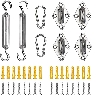 Nomirosy Shade Sail Hardware Kit for Triangle Square Rectangle Sun Shade Sails Installation, Stainless Steel for Outdoor Patio Lawn
