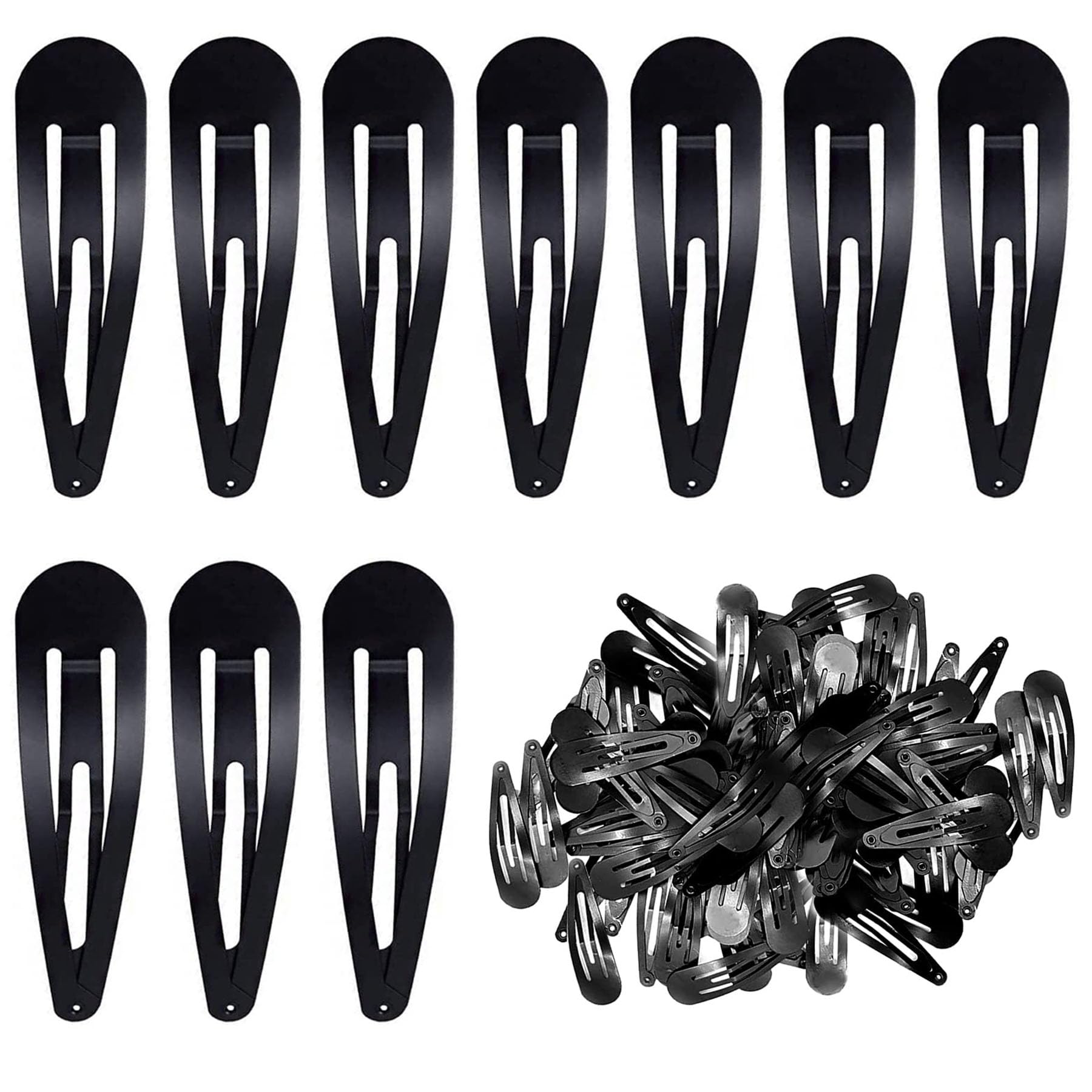40PCS Black Snap Hair Clips, 2Inch Hair Clips Metal, Hair Clips Slides, Beauty Hair Accessory, Metal Snap Barrettes, Hair Barrettes for Kids Women