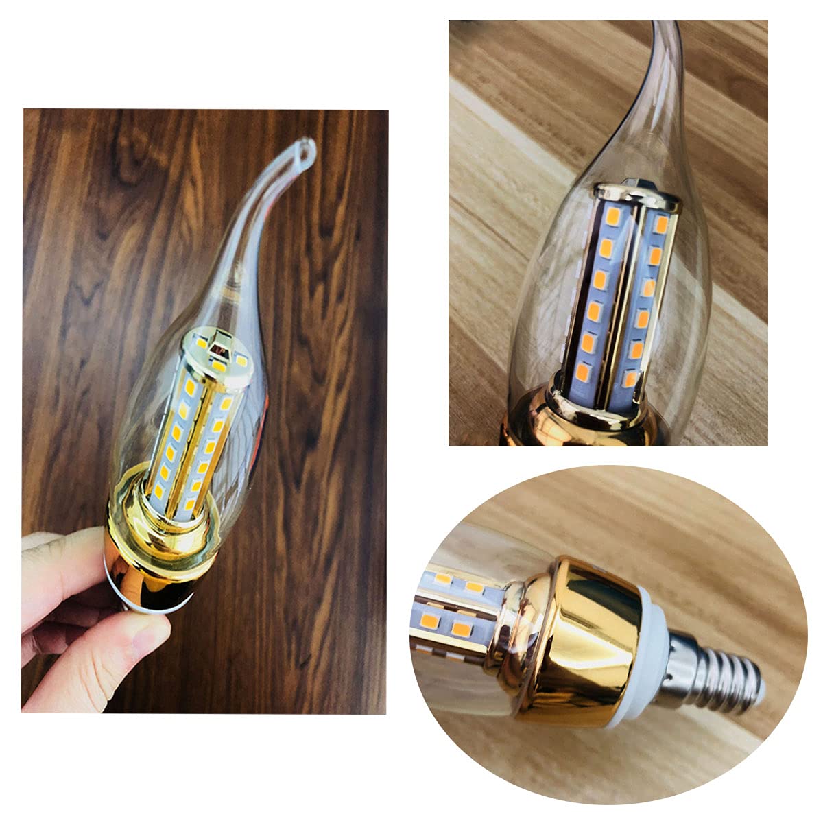 Lampadine LED E14 8W 800LM,Equivalenti a una lampada alogena da 80W,40 lampadine SMD2835,Non Dimmerabili Bianco Caldo 3000K Edison piccole lampadine C35 a vite,confezione da 10