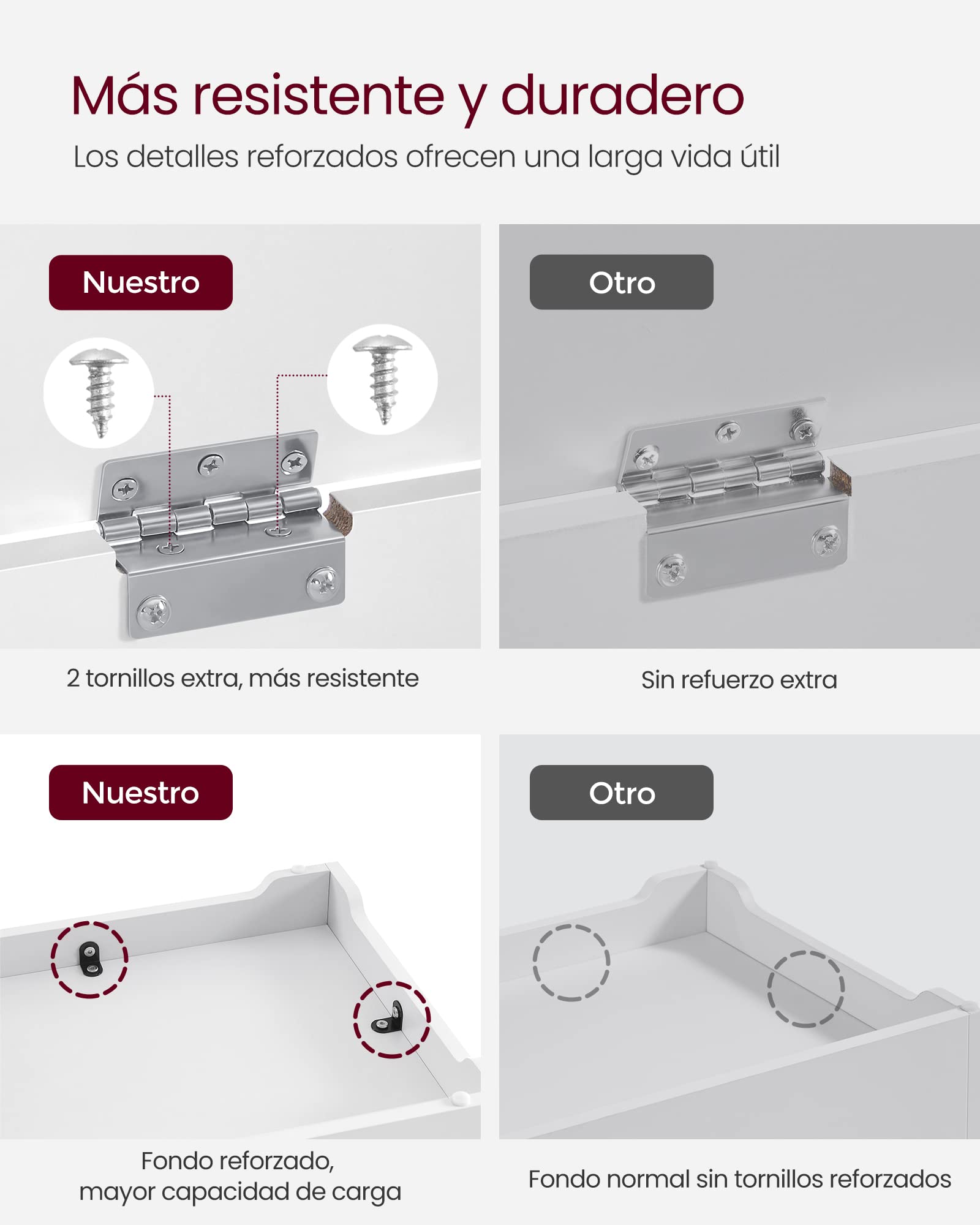 VASAGLE Puff Almacenaje, Banco Almacenaje con 2 Bisagras de Seguridad, Baúl Almacenaje, Banco Zapatero, Estilo de Campo, 40 x 100 x 46 cm, para Pasillo Dormitorio Salón, Blanco Nube LSB060T14
