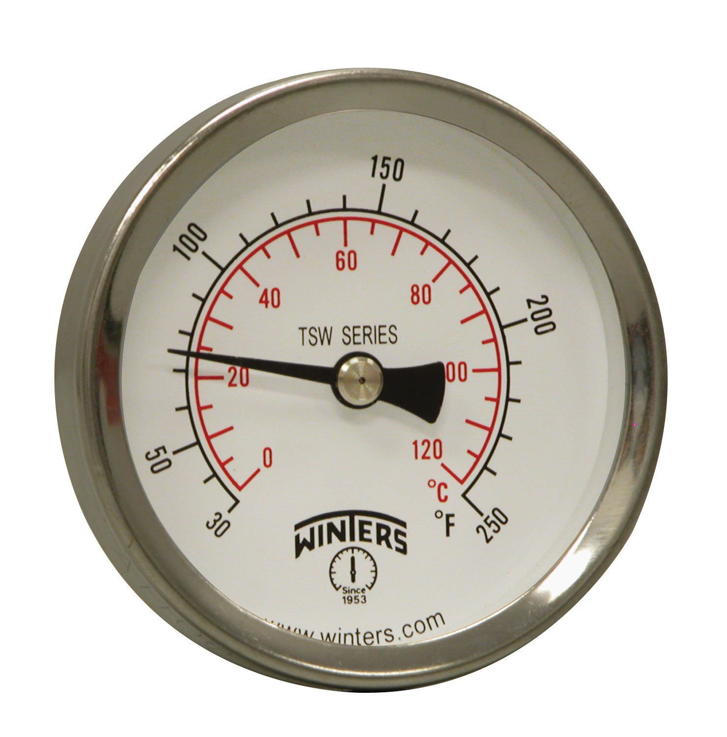 Winters TSW Series Aluminum Dual Scale Hot Water Thermometer, Dial Type