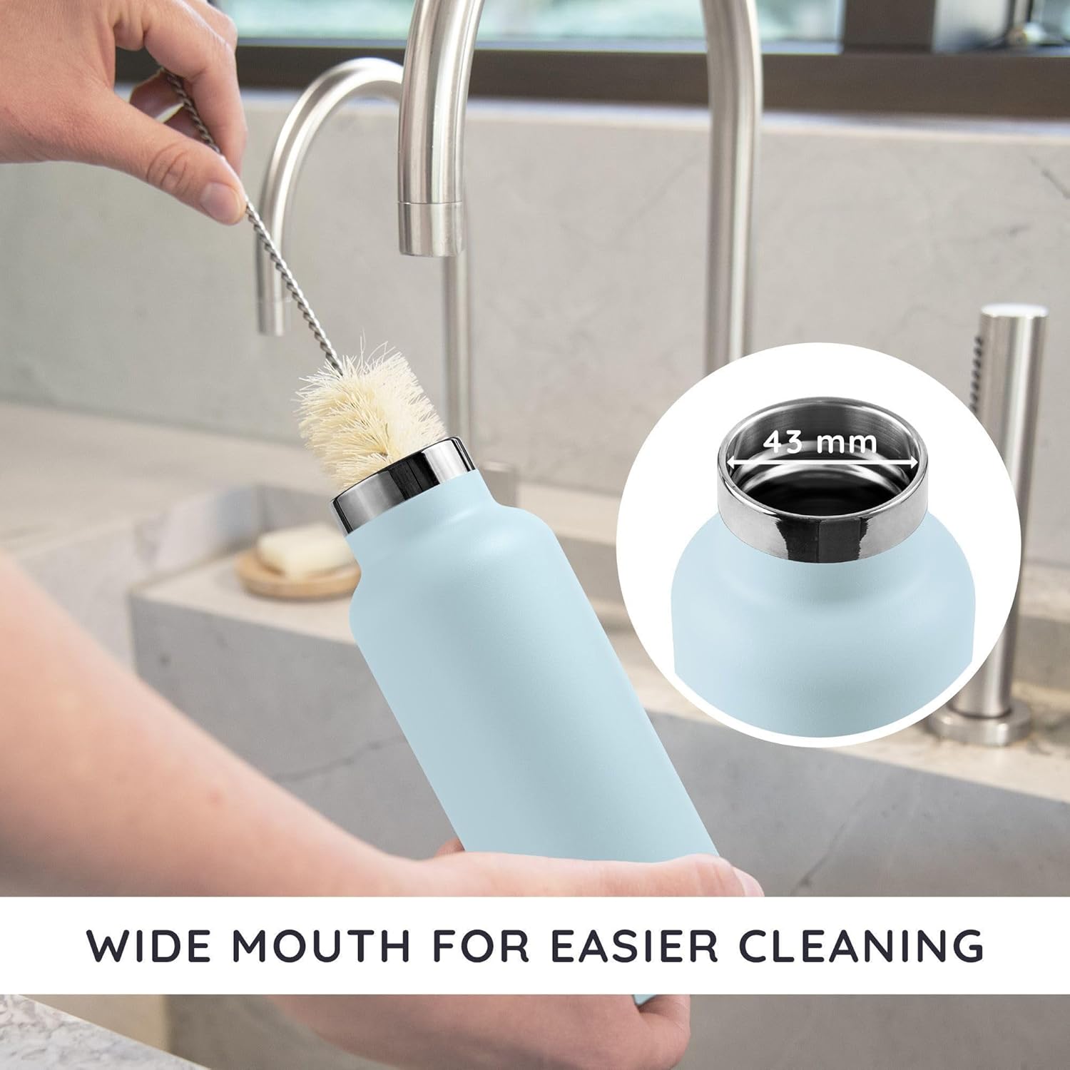 Bambaw Insulated 750ml Vacuum Water Bottle – Light Blue, Stainless Steel, Leakproof, Walking Bottle - Image 4