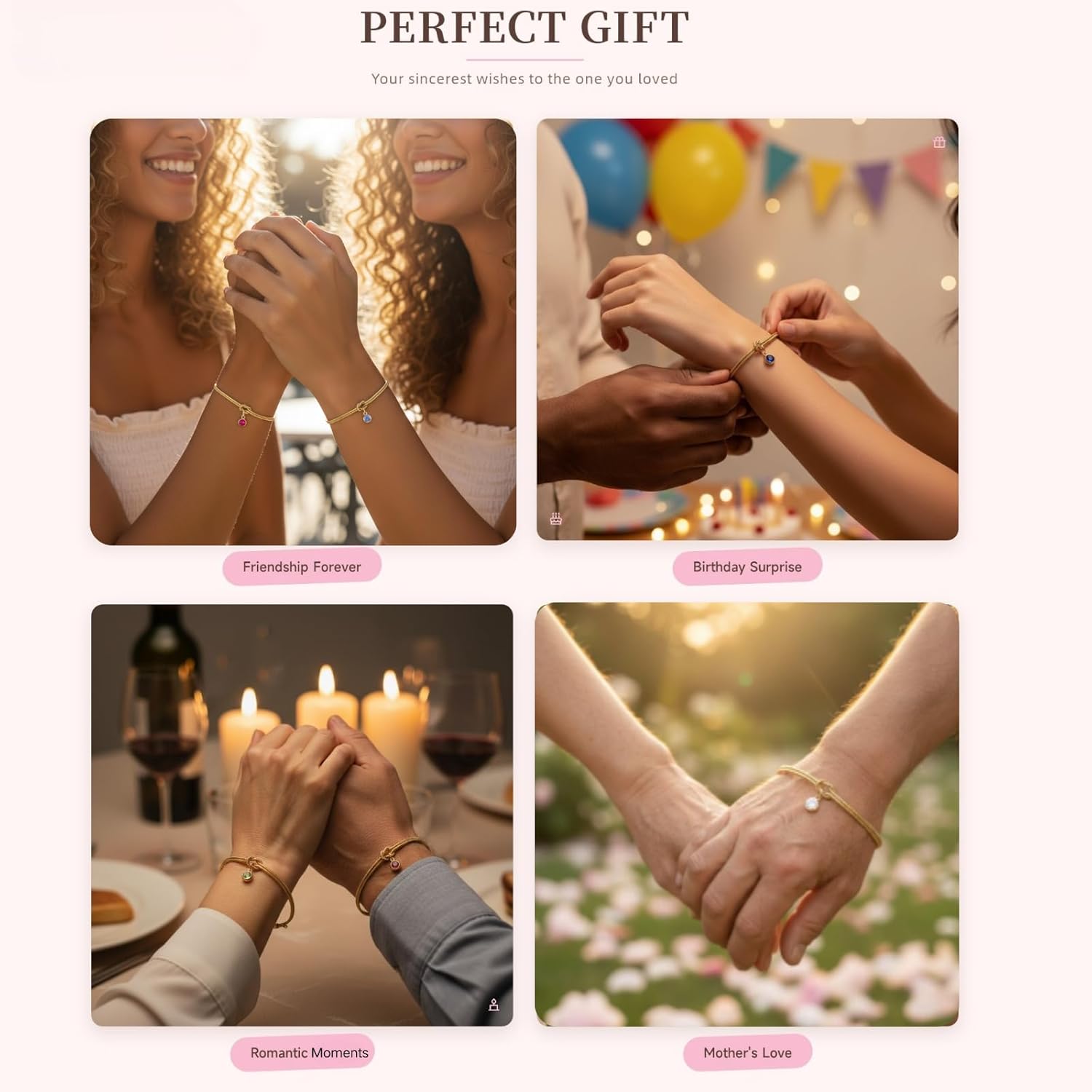 Gold Birthstone Bracelets for Women- Dainty Love Knot Snake Chain Bracelet Stack Adjustable, Trendy Personalized Friendship Birthday Christmas Jewelry Gifts for Mom Daughter Sister Friend - Image 5