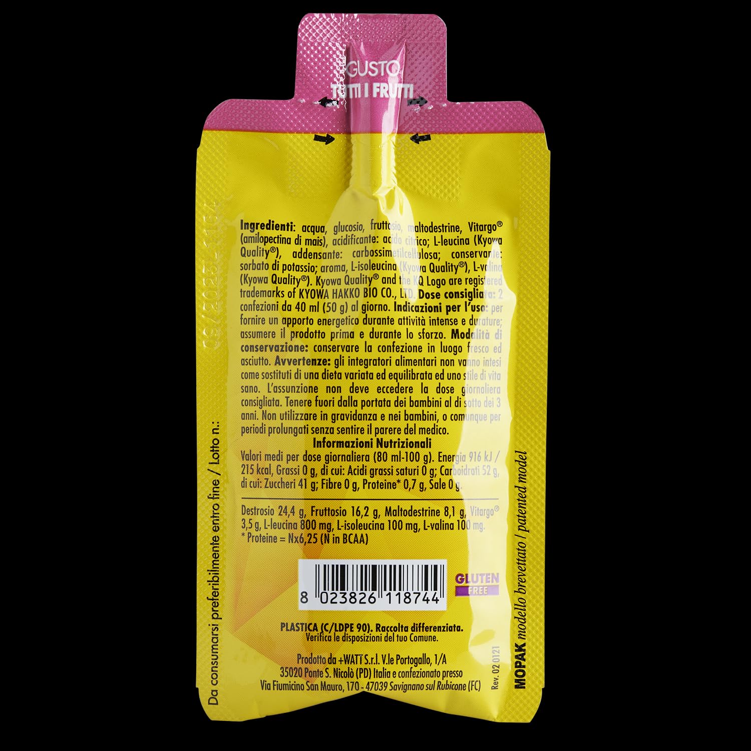 BCAA Ride Gel+ - Integratore Energetico a Breve e Medio Rilascio - Formato: Box 30 pezzi 50g - Gusto: Tutti i Frutti