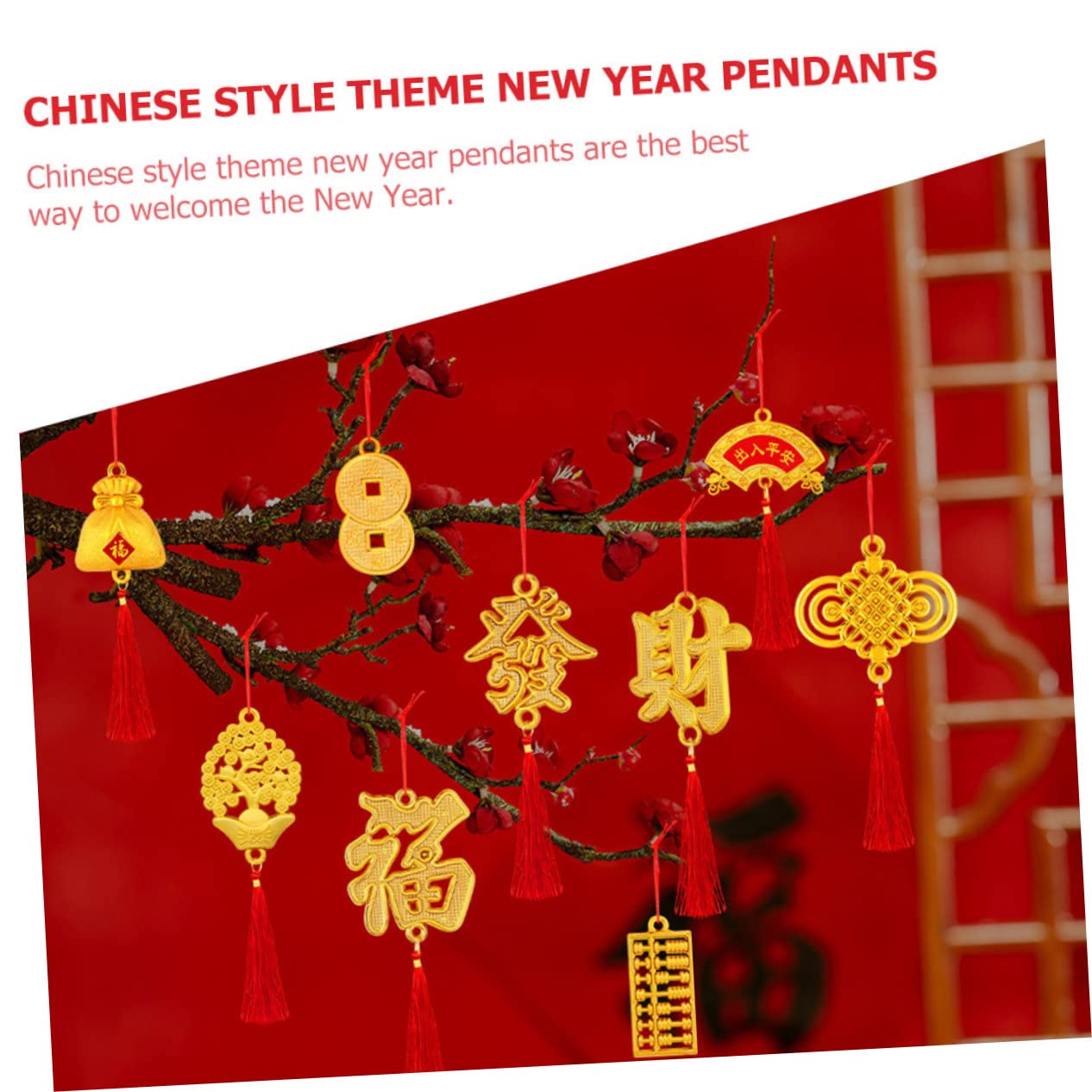 TOPBATHY Lot De 4 Décorations De Nouvel an Chinois Ornements Festifs De Printemps Petits Pendentifs Décorations Traditionnelles pour La Maison 48 Pièces X 4