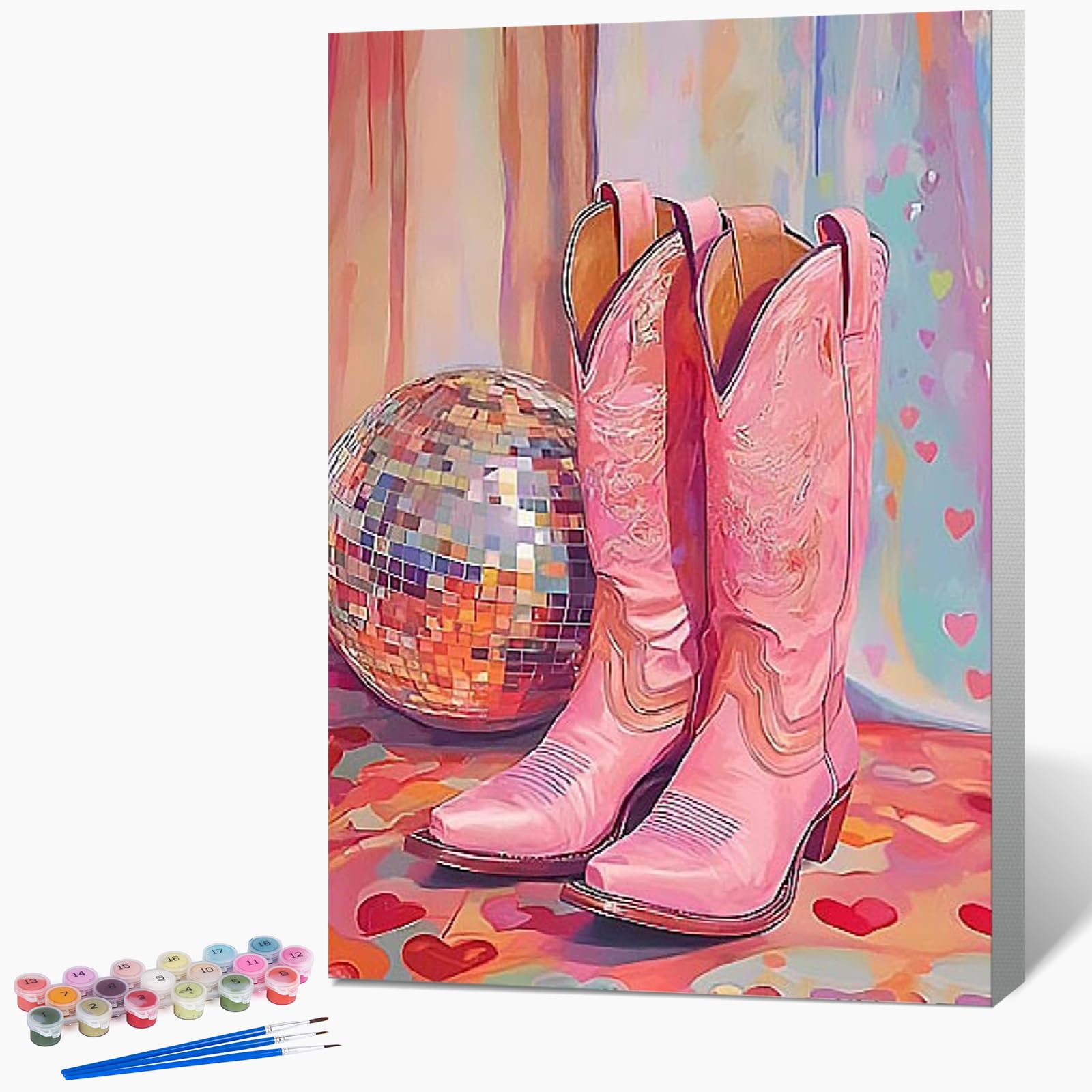 Querencia Cowboy Boots Paint by Numbers for Adults with Frame 8X12 in