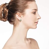 Vista 3 de Hicdaw 8 pares de aretes de clip para mujer, aretes sin perforar, diseño de flor de rosa, circonita cúbica, perla y nudo torcido, juego de aretes