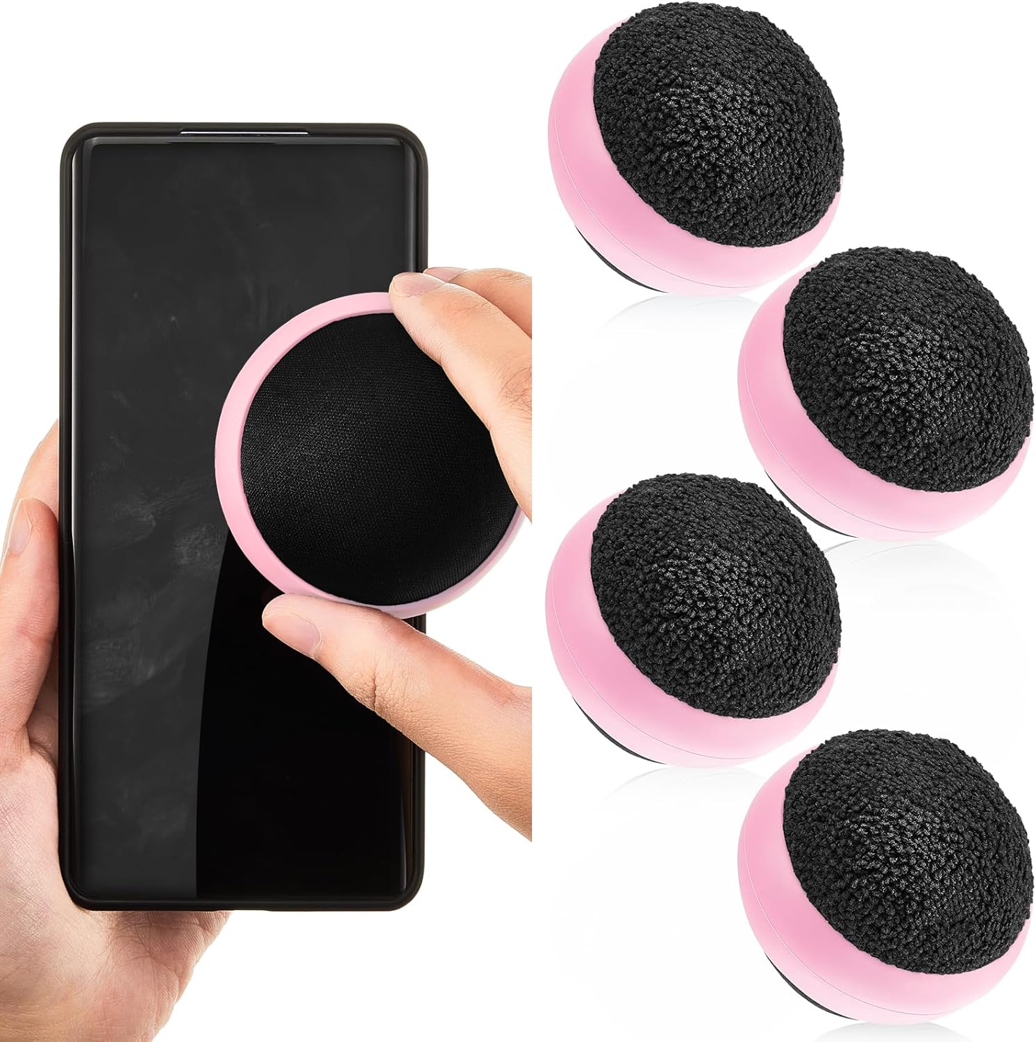 Suclain 4 Pack Touch Screen Cleaner Balls Phone Cleaning Ball Microfiber Touch Car Screen Glass Cleaner for Easter Computer Laptop Phone Monitor(Pink)