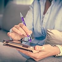 Vista 6 de Bolígrafos personalizados a granel grabados personalizados con punta de lápiz capacitivo, bolígrafos personalizados de tinta negra, regalos