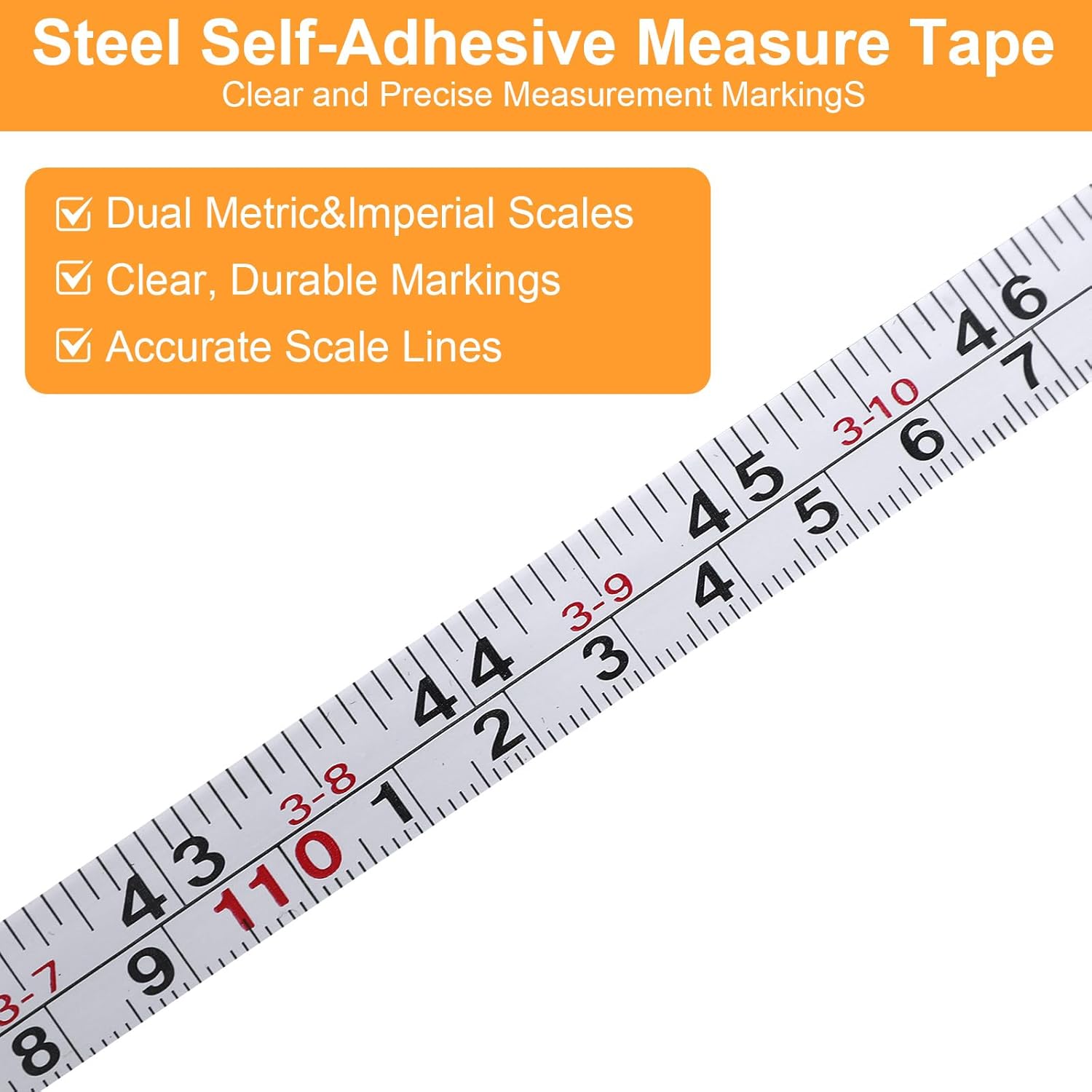 ElevateTech Self-Adhesive Measuring Tape, 2 Pcs (78 Inch/ 200cm) Steel Peel and Stick Tape Measure, Imperial and Metric Scales, Left-Right Reading Ruler for Workbench, Table Saw, Drafting Table