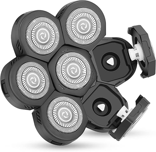 Telfun Cuchillas de repuesto para afeitadora, 7 cabezales, cuchilla de repuesto para cortadora de barba, fácil de instalar, cabezal de afeitadora